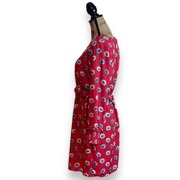 J. Crew Red Dandelion Floral Long Sleeve Dress Fully Lined Women’s Size 2 - Picture 5 of 9